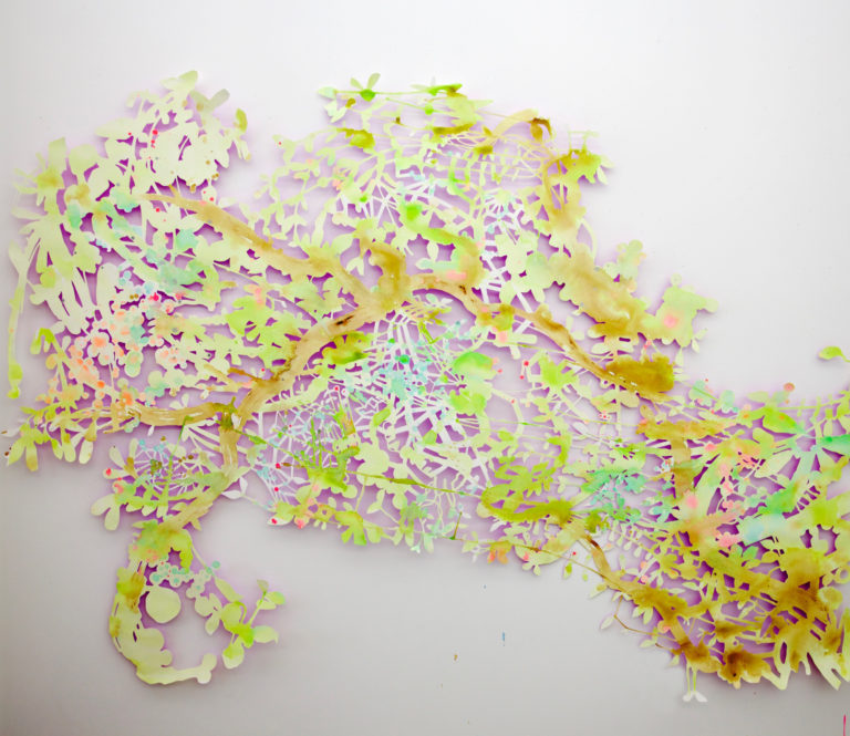 Chris Natrop, "Liminal Nimbus Lilt," 2016 (Detail), Acrylic, Glitter, Paper, Nails, 9 x 41 Feet