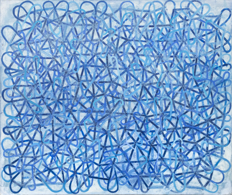 oil and mixed media on canvas, 60 x 71 inches