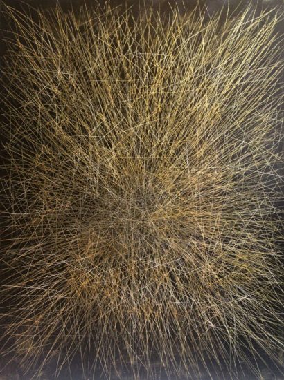 2017, acrylic, enamel, and archival ink on panel, 48” x 36”