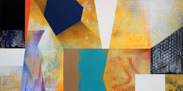 Ned Evans, Yahala, acrylic and mixed media on panel, 36 x 72 inches