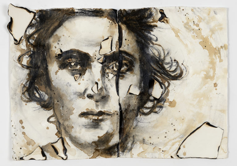 10a_Monica_Lunday--Armidia,_2017_Coffee,_Burned_Paper_and_Charcoal_on_Khadi_Paper_31in_x_43in_x_3in