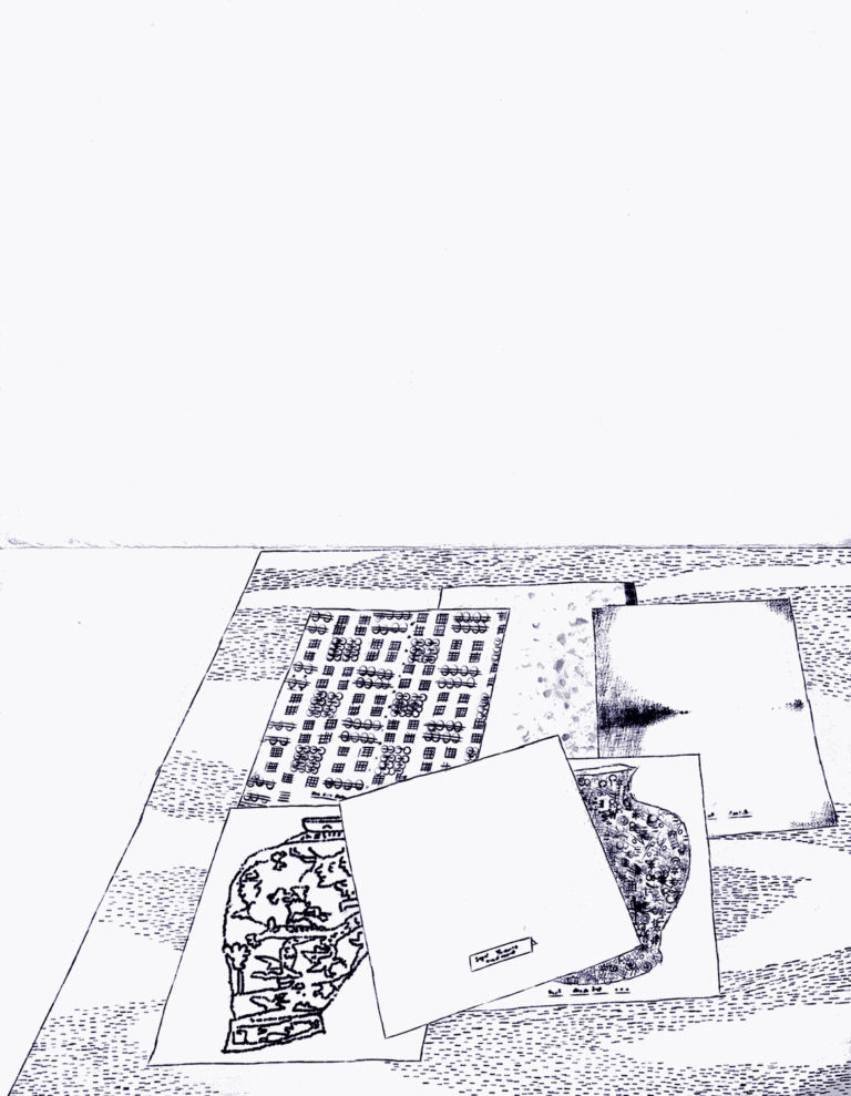 "Typewriter Drawings" in the series "Typewriter Drawings," 2019; Typewriter ink on paper, rendered with a portable 1957 Smith-Corona Skyriter typewriter; 11 x 8 1/2 inches unframed.