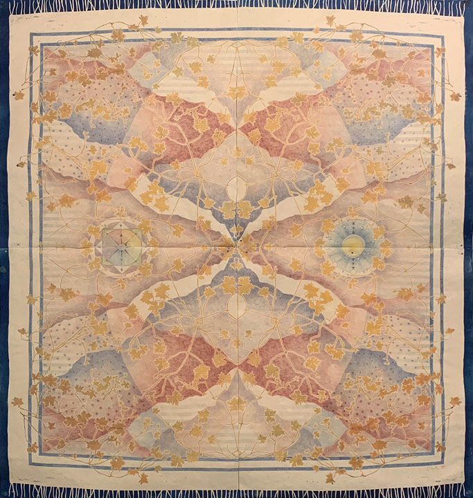 cyanotype and colored pencil on paper, 76" x 72", 2020