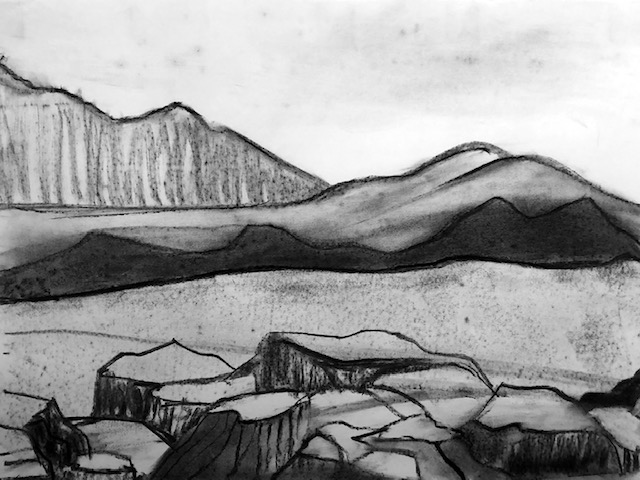 Charcoal on paper, 19” x 25”, 2020