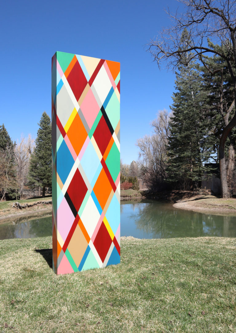 2021, fired pigment on aluminum, 96 x 30 x 7 inches