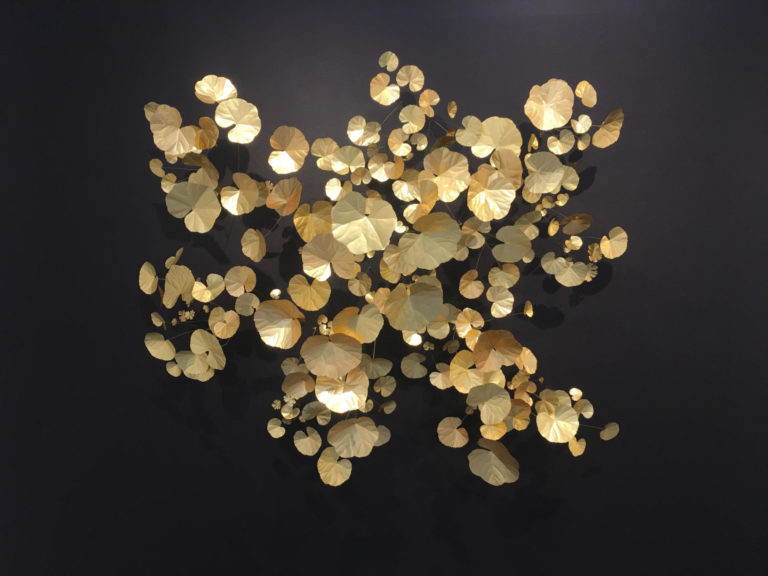 varnished brass, wax, 56 x 64 x 15 inches