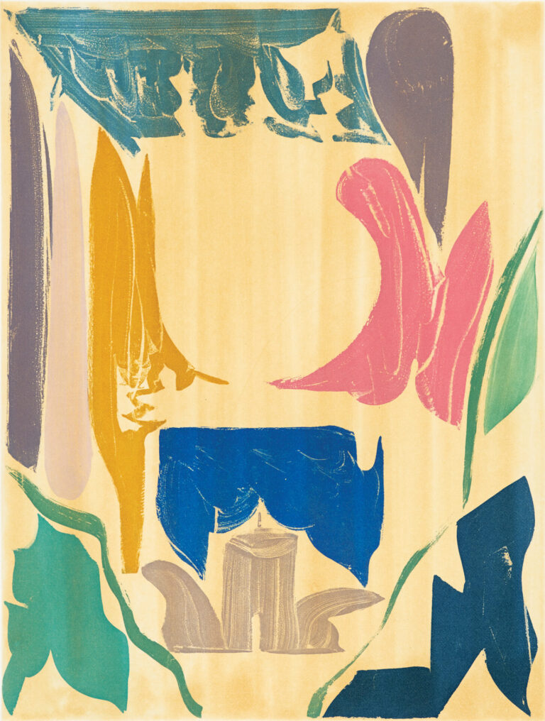Color sugar lift, soap ground and spit bite aquatints.
Image size: 15 x 11¼"; paper size: 20¾ x 16½". Edition 25. Published by Crown Point Press