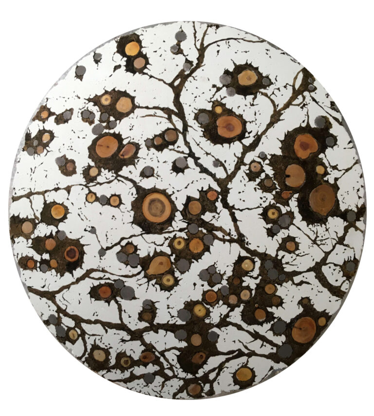 Ivory concrete, tinted concrete, oxides, and bamboo, 33"x32"