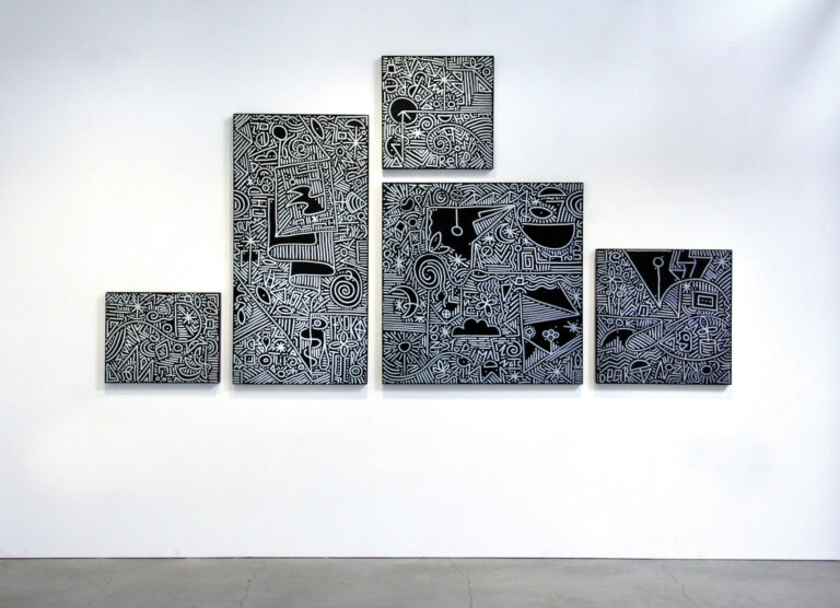 Cloud #1, pigment pen on wood panels, 111” x 58”, 2023