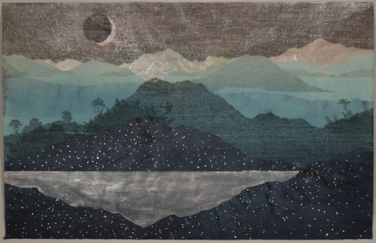 38" x 60" Ink, carbon, and silver leaf on washi paper