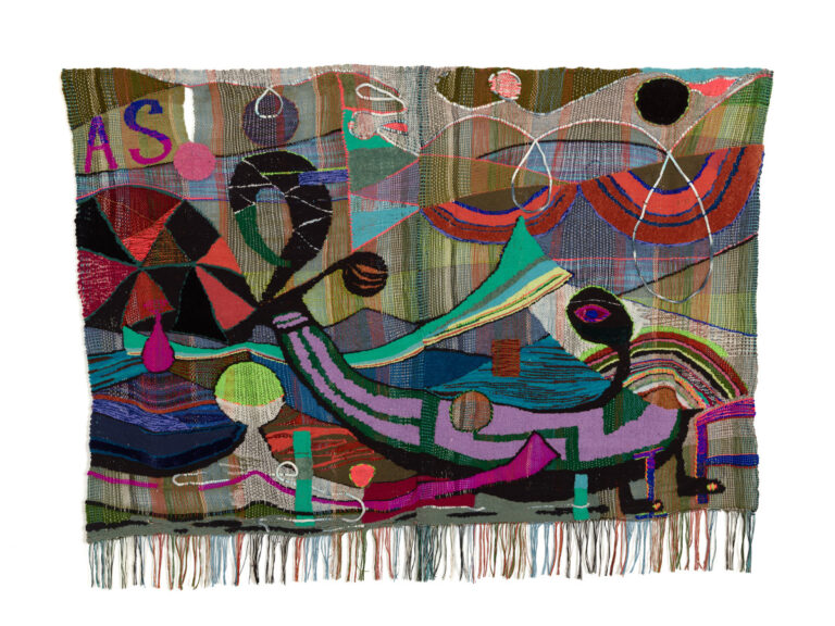 As If by Terri Friedman, Cotton, wool, acrylic, chenille, metallic fibers, 50 x 72 inches