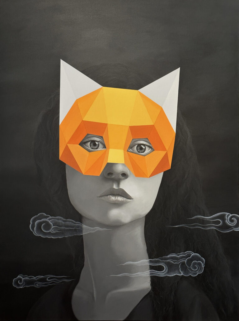 Sameh KHALATBARI, As Orange As a Fox!, 2023, acrylic on canvas