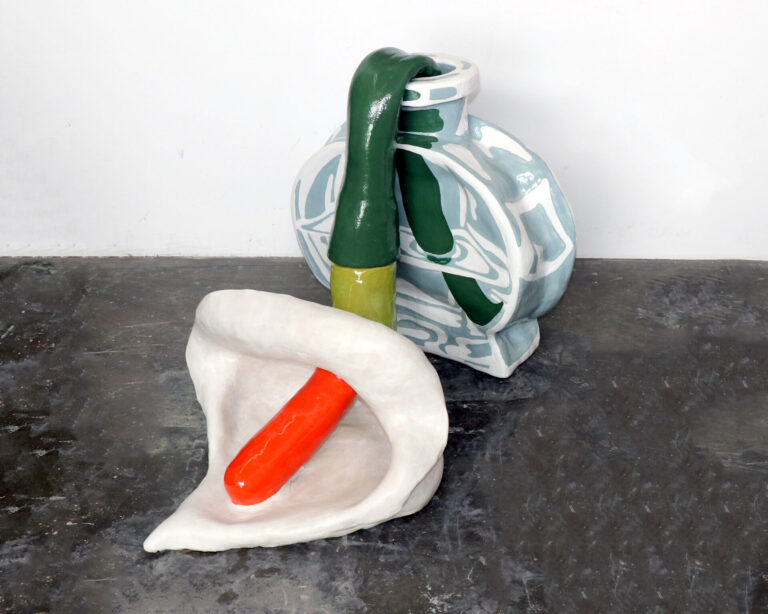 Wilted Lily (2023), Ceramic sculpture, 26 x 39 x 28 inches