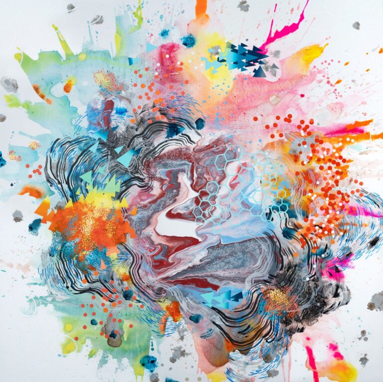 Heather Patterson, Sun Gazing, mixed media on panel, 60 x 60 inches, 2024