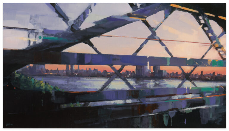 Jeff Bellerose "Skylines," 2017 oil on panel 12 x 21 1/2 in.