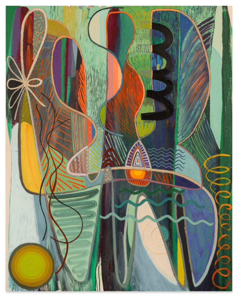 Karla Wozniak "Emerald City," 2023 acrylic and oil on canvas 48 x 38 in.