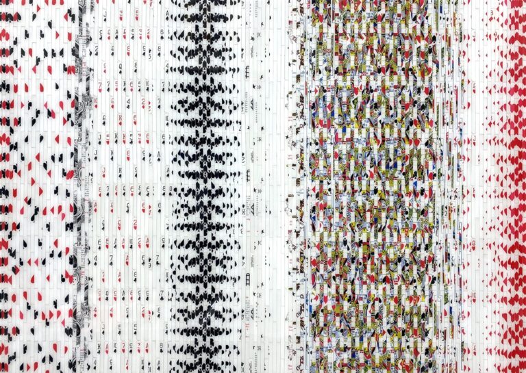 Patrick Dintino, Gambler, vintage playing cards and resin on panel, 25 x 35 inches