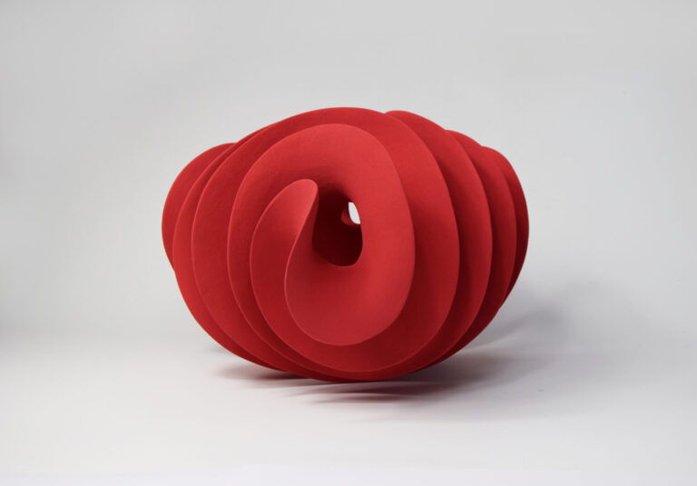 Merete Rasmussen, Red Folded Form, ceramic and colored slip