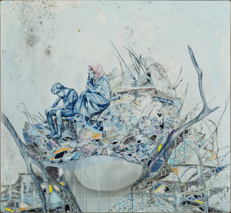 Watercolor, Ink, Graphite, and Collage on Board, 47.24 x 51.18 inches