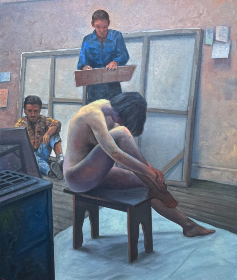 Willard Dixon, Dick and Nathan Drawing from the Figure, oil on canvas