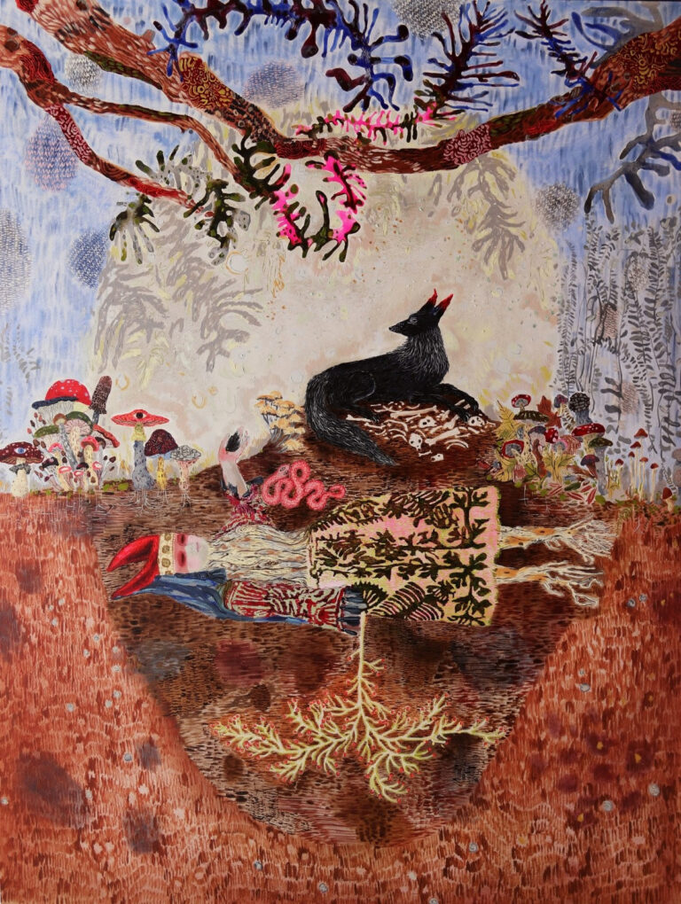 Melanie Daniel, "Scales, Soil & Bones Creaks Awakening", Oil on Canvas, 78.5 x 59 inches