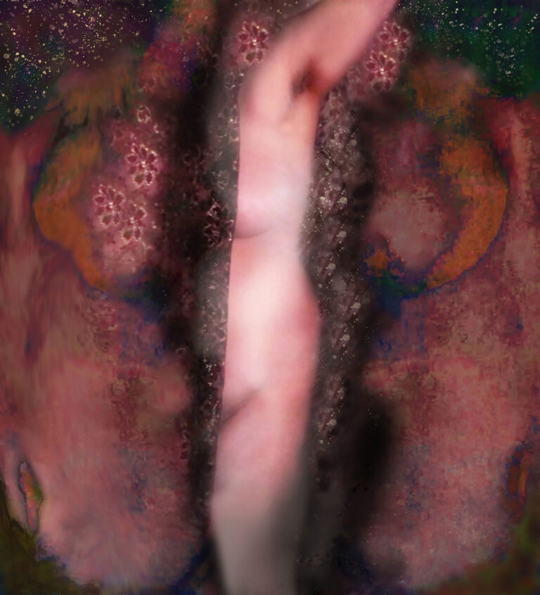 Colette Standish, "Reveal," Superimposed photo print on textured archival watercolor paper, 22 x 30 in., 2025