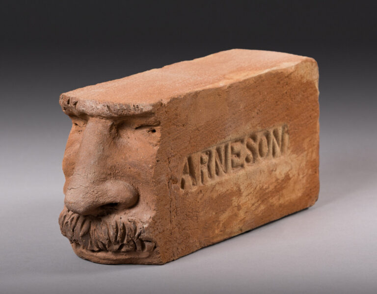 Robert Arneson
"Face Brick," 1981
ceramic
4 1/4 x 9 1/4 x 2 3/4 in.
