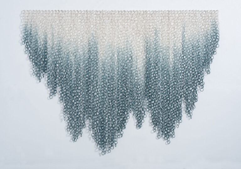 Salt Line, Hand-dyed porcelain, mason stains, 46 x 62 inches