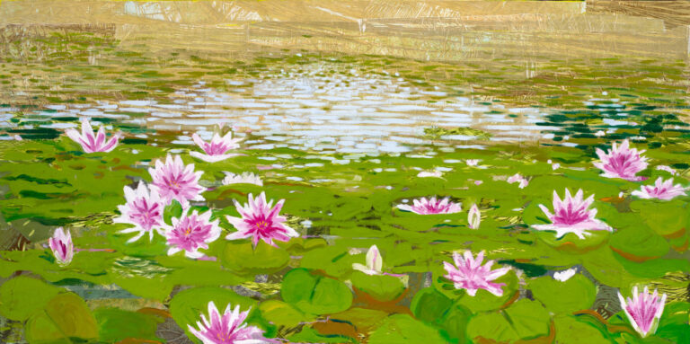 Niven, Until Then, 2026, oil and collage, 30 x 60 inches